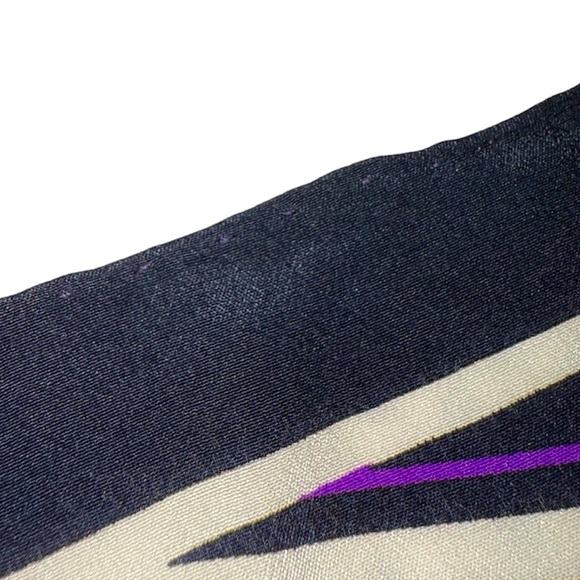 Vintage Christian Dior Silk Scarf Bold Geometric Print Stripes & Houndstooth - Picture 8 of 11